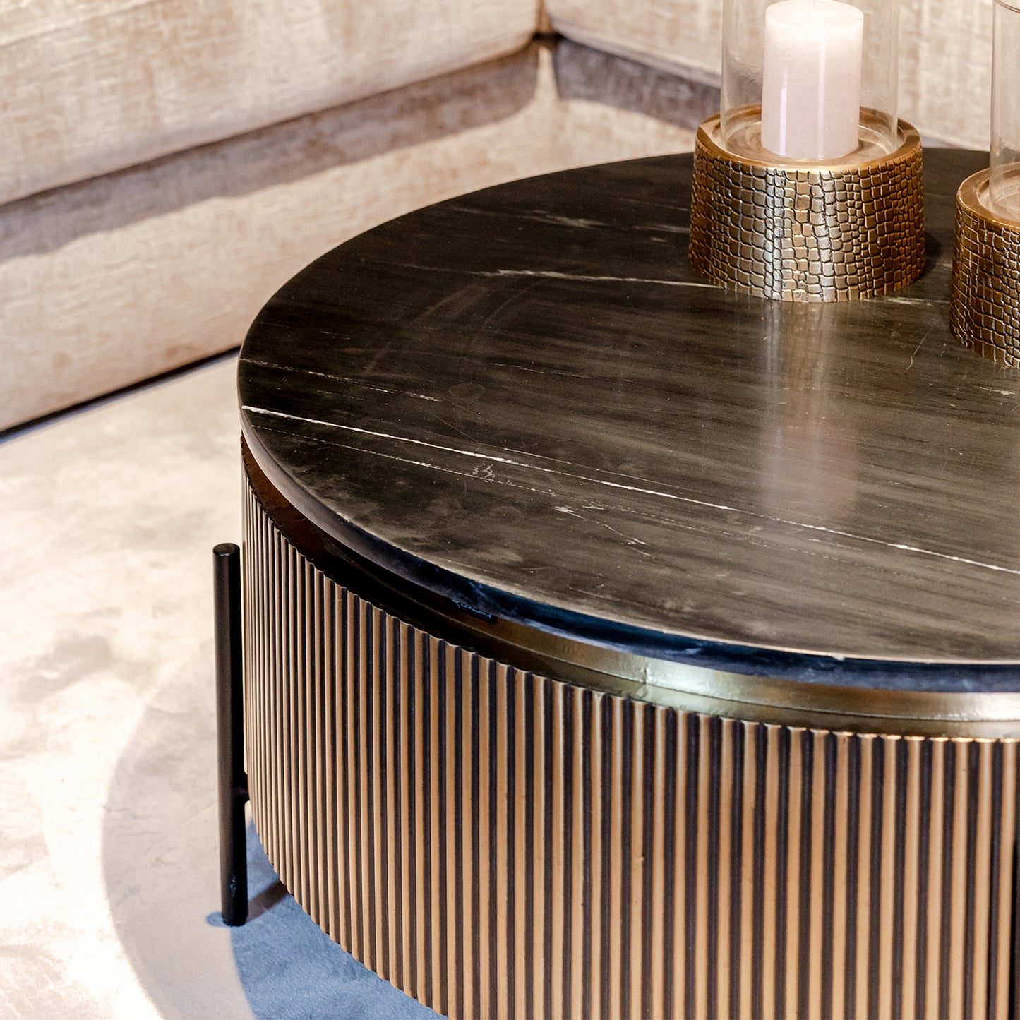 Salontafel Ironville | Rond | Zwart/Goud  Marmer