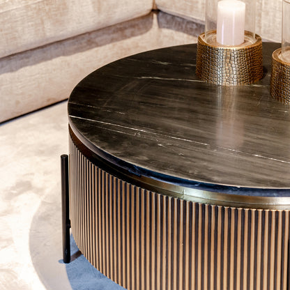 Salontafel Ironville | Rond | Zwart/Goud  Marmer