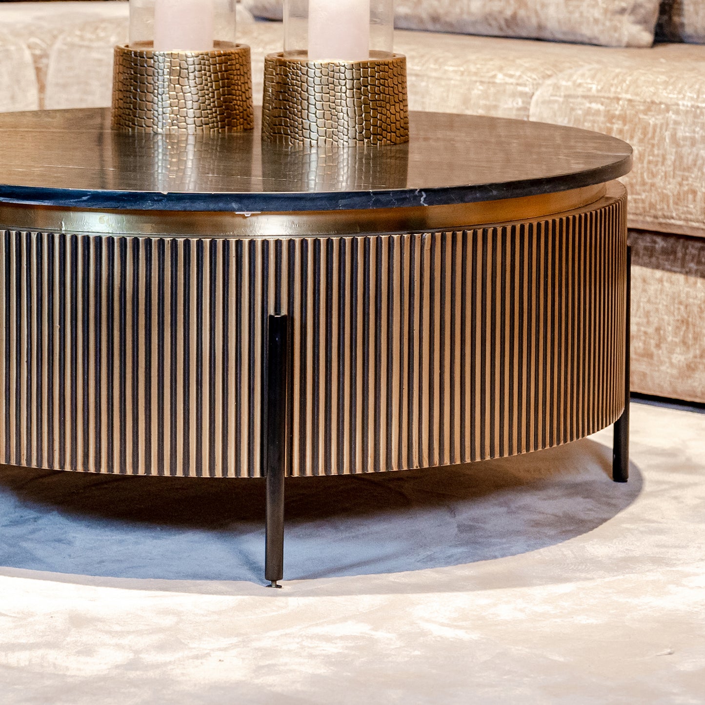 Salontafel Ironville | Rond | Zwart/Goud  Marmer