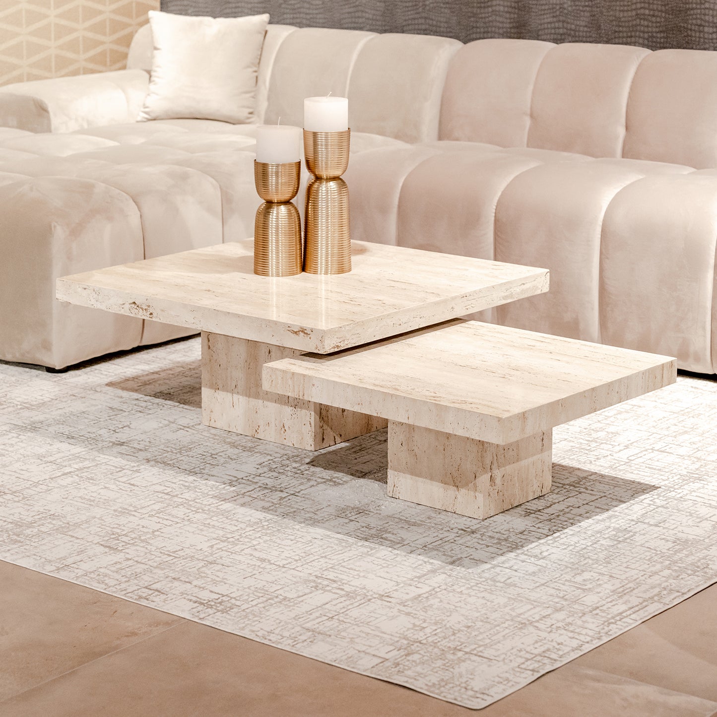 Salontafel La Cantera | Naturel Travertin | Set van 2