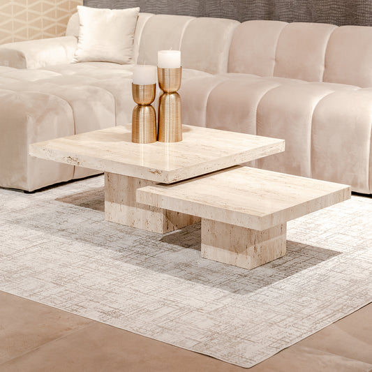 Salontafel La Cantera | Naturel Travertin | Set van 2