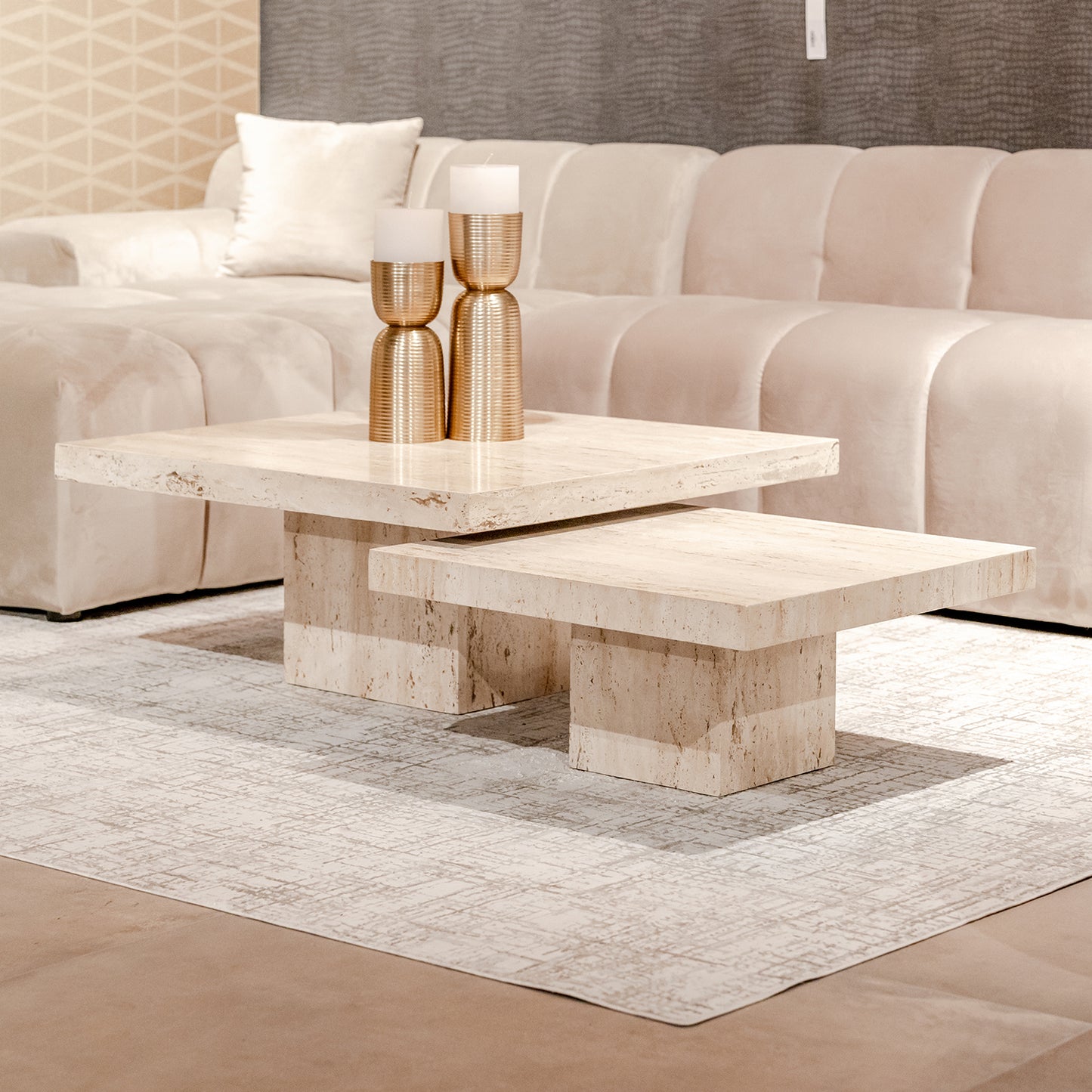 Salontafel La Cantera | Naturel Travertin | Set van 2