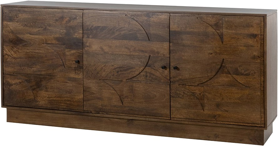 Dressoir Kaapstad mangohout walnoot, vooraanzicht op witte achtergrond