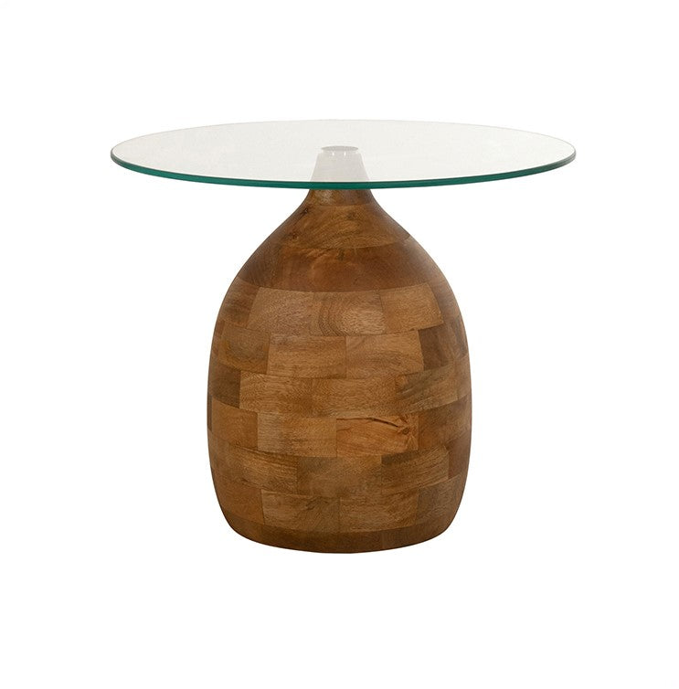 Salontafel Stella | Clear Glass | Naturel Mangohout — Vooraanzicht - witfoto