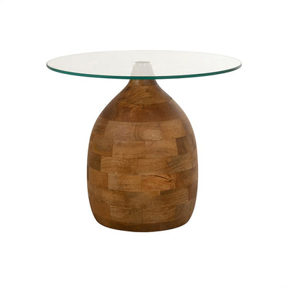 Salontafel Stella | Clear Glass | Naturel Mangohout — Vooraanzicht - witfoto
