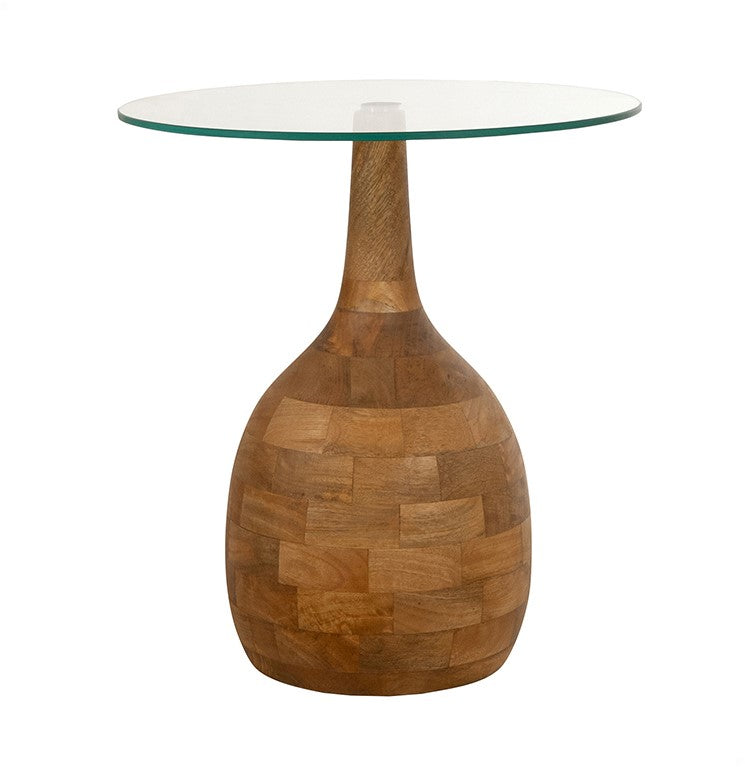 Salontafel Stella | Clear Glass | Naturel Mangohout — Vooraanzicht - witfoto
