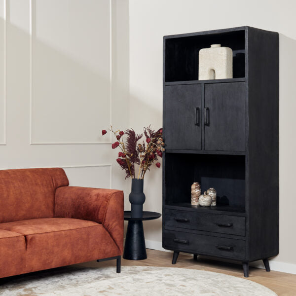 Boekenkast Omaha Black | Mangohout 90 cm