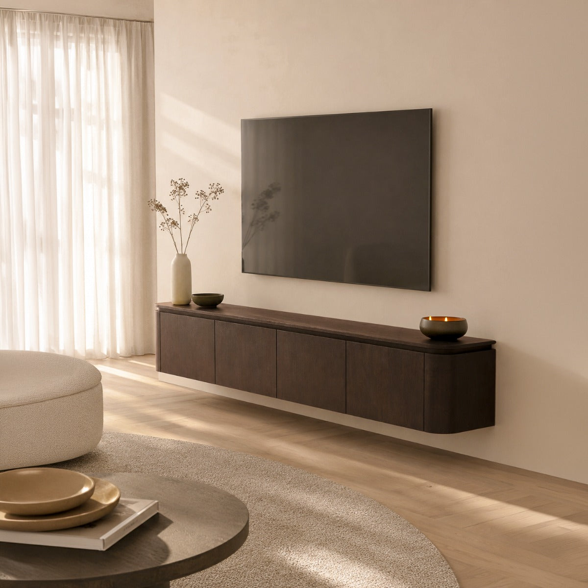 TV-Meubel Rivano | Zwevend & Pootjes | Basalt Eikenfineer