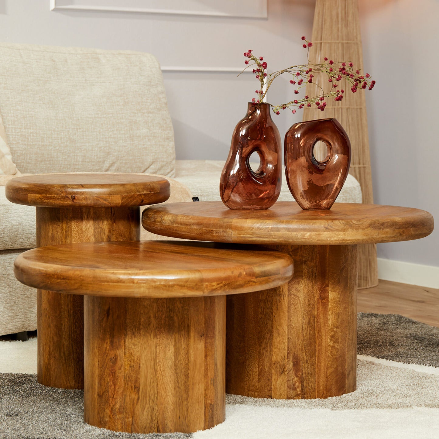 Salontafel Maya | Set van 3 | Mangohout