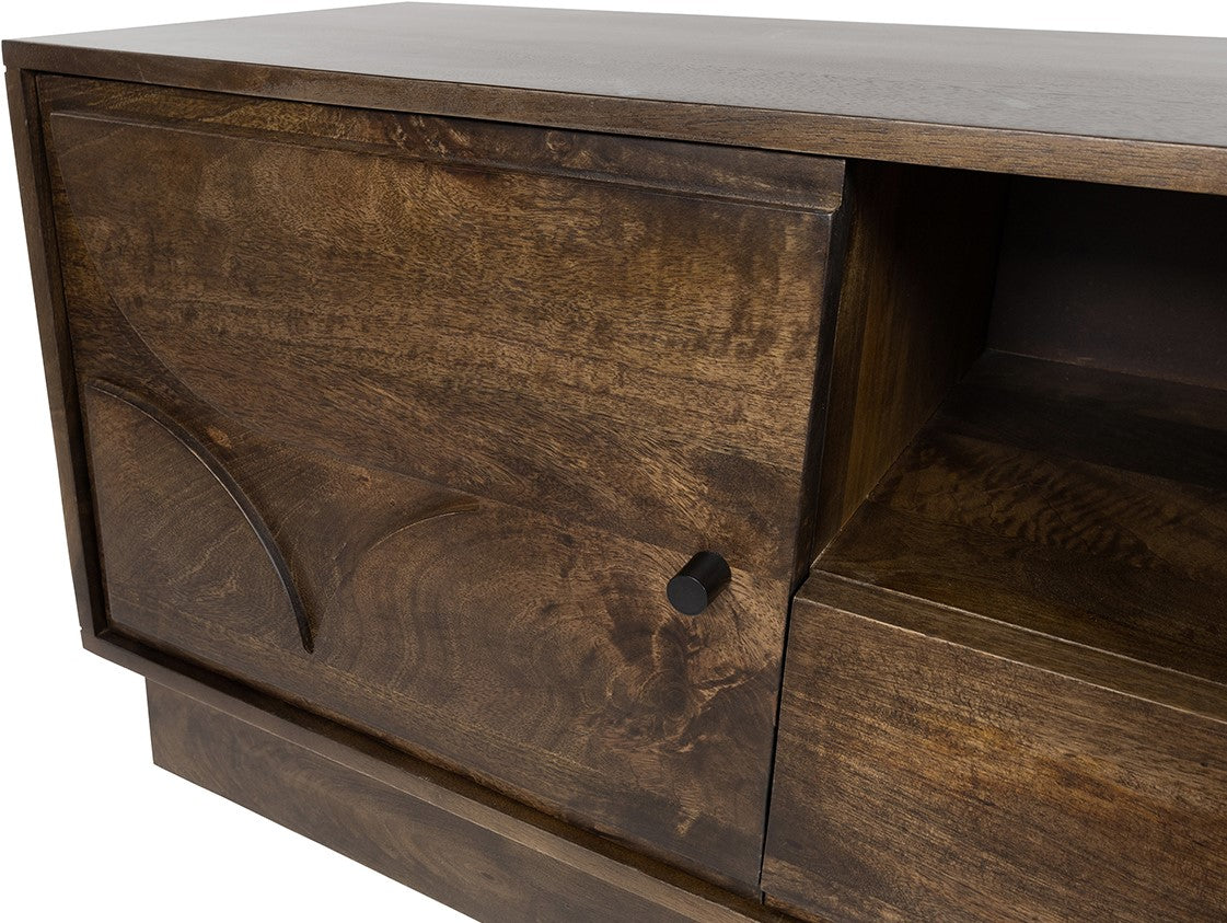 TV-Meubel Kaapstad mangohout walnoot, detail van het materiaal