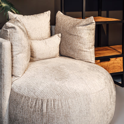 Fauteuil Roxy | Stof Naturel — Zijaanzicht - sfeer