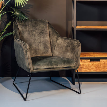 Fauteuil Yuno | Velvet Groen — Vooraanzicht - sfeer