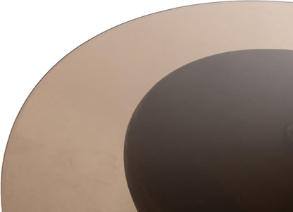 Bijzettafel Yves smoked glass mangohout walnoot, detail van het materiaal