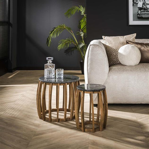 Bijzettafel Set Midnight | Zwart Marmer | Magazijn leegverkoop