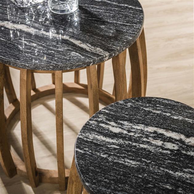 Bijzettafel Set Midnight | Zwart Marmer
