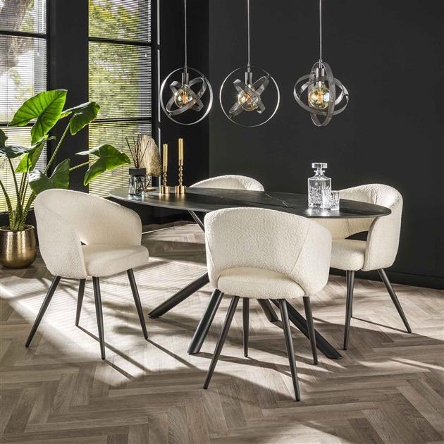 Eetkamerstoel Salem | Wit Bouclé