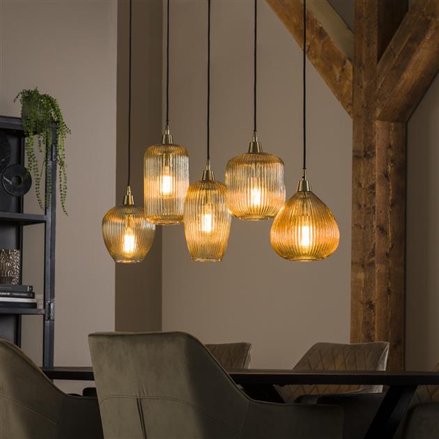 Hanglamp Bandon | Amberkleurig Glas