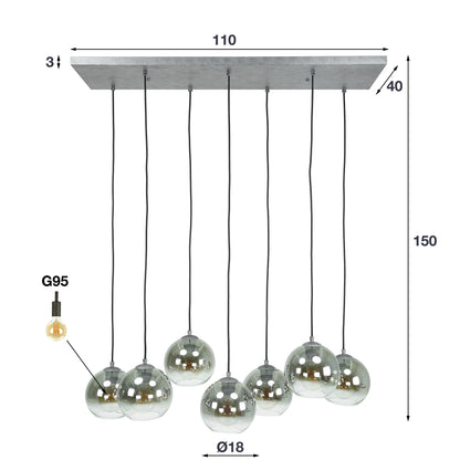 Hanglamp Bubble Shaded 7L | Oud Zilver
