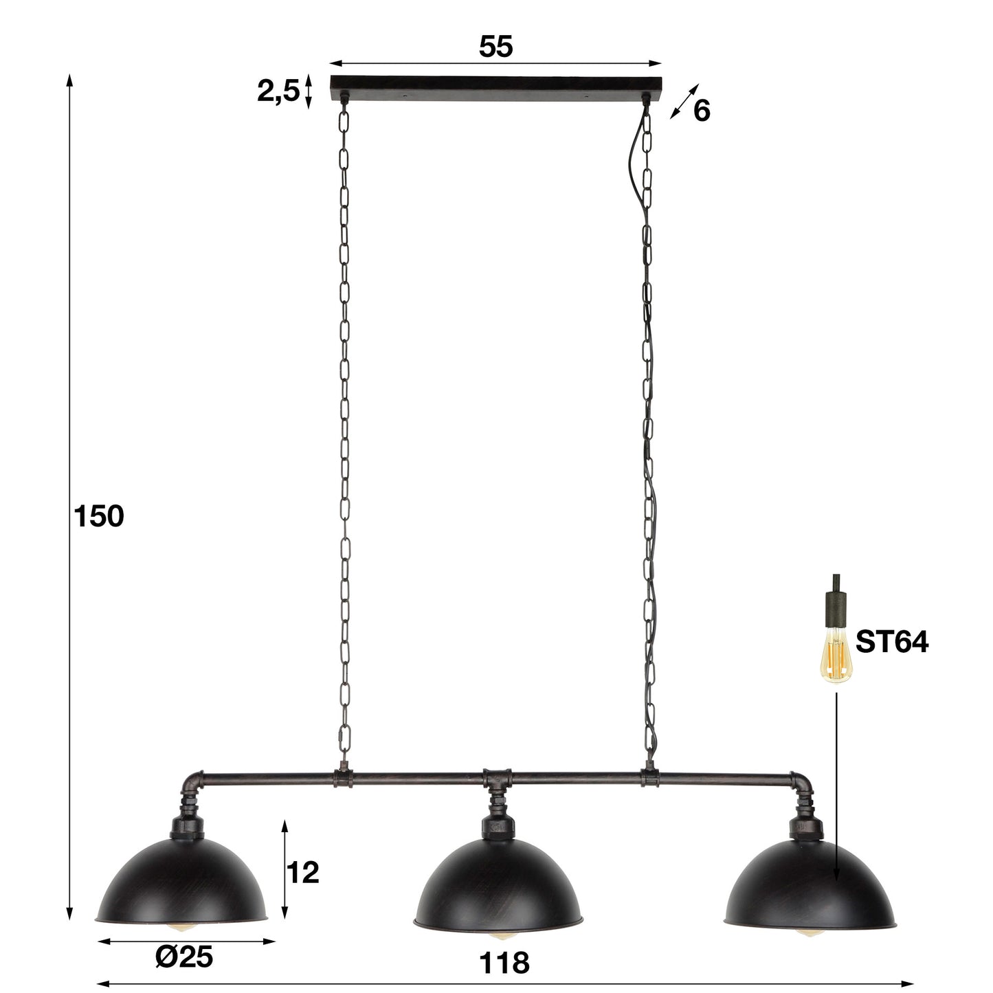 Hanglamp Tube 3L