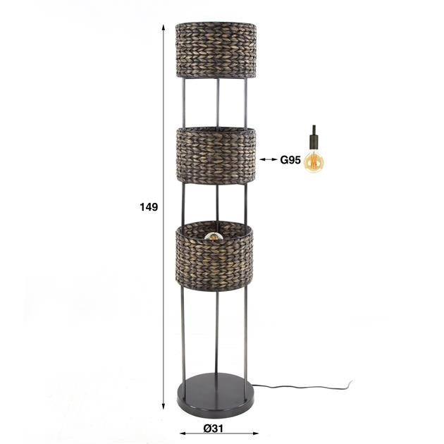 Vloerlamp Tower Waterhyacint | Zwart