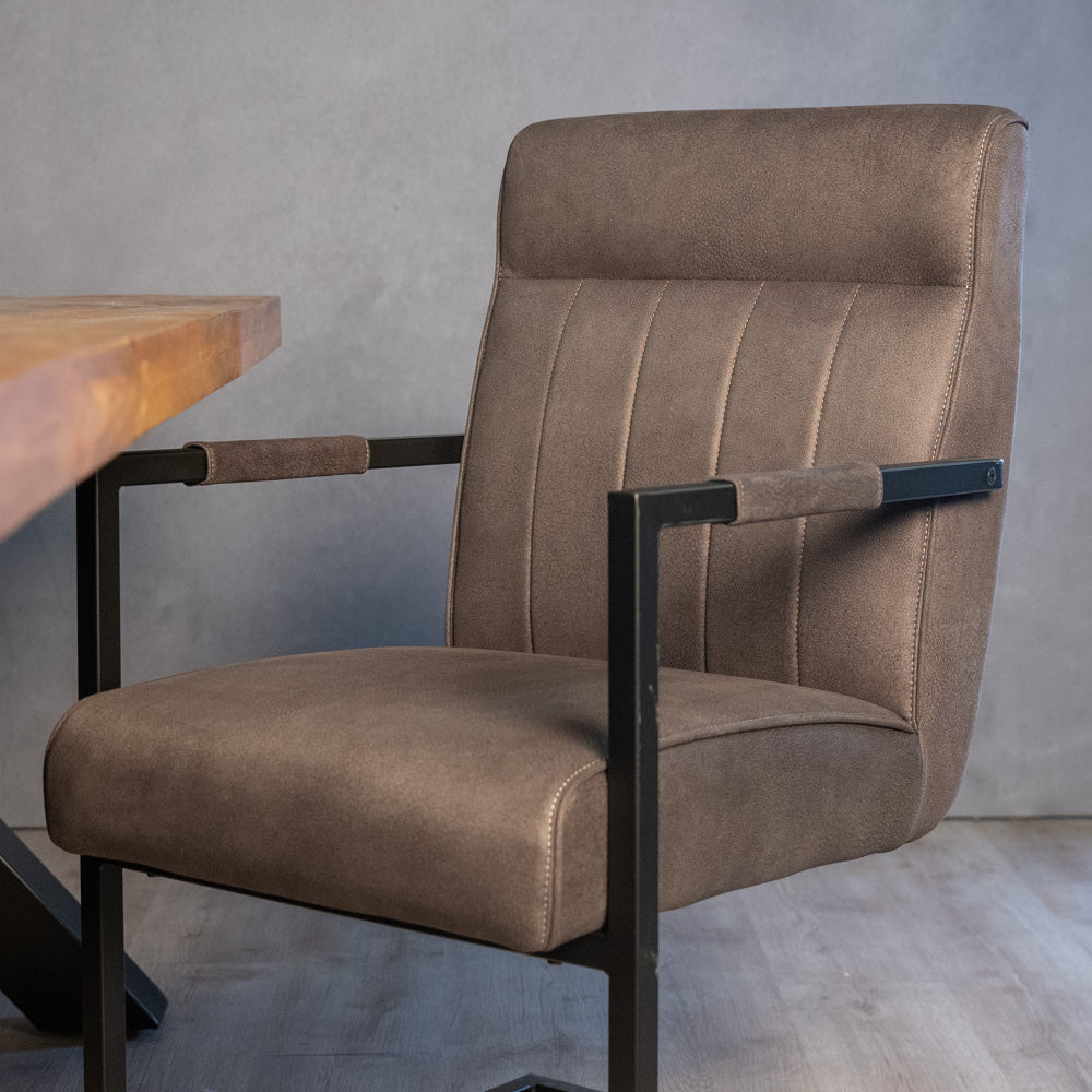 grijze eetkamerstoel logan antraciet met armleuning