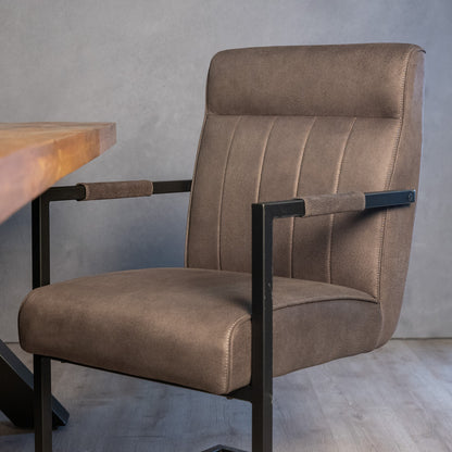 grijze eetkamerstoel logan antraciet met armleuning