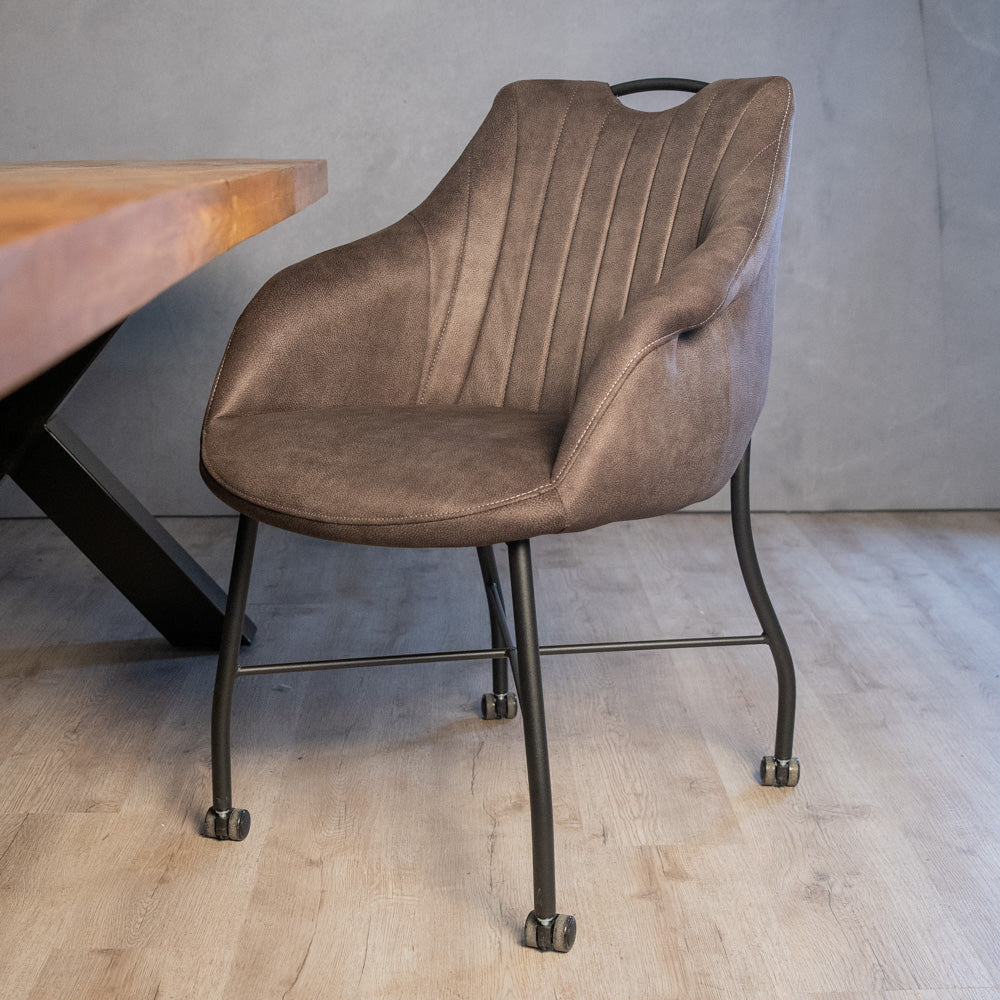 eetkamerstoel met wieltjes antraciet grijs