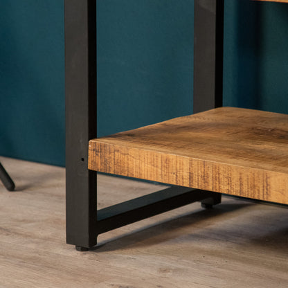 mangohout en staal constructie meubels