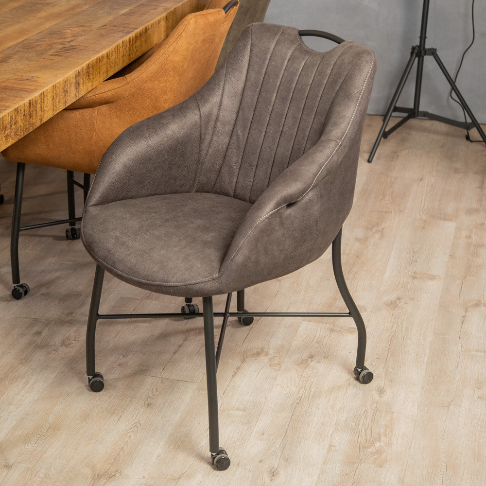 metric eetkamerstoel met wieltjes grijs