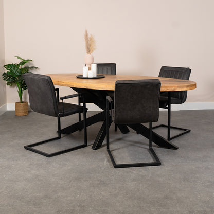 ovale eettafel mangohout industrieel