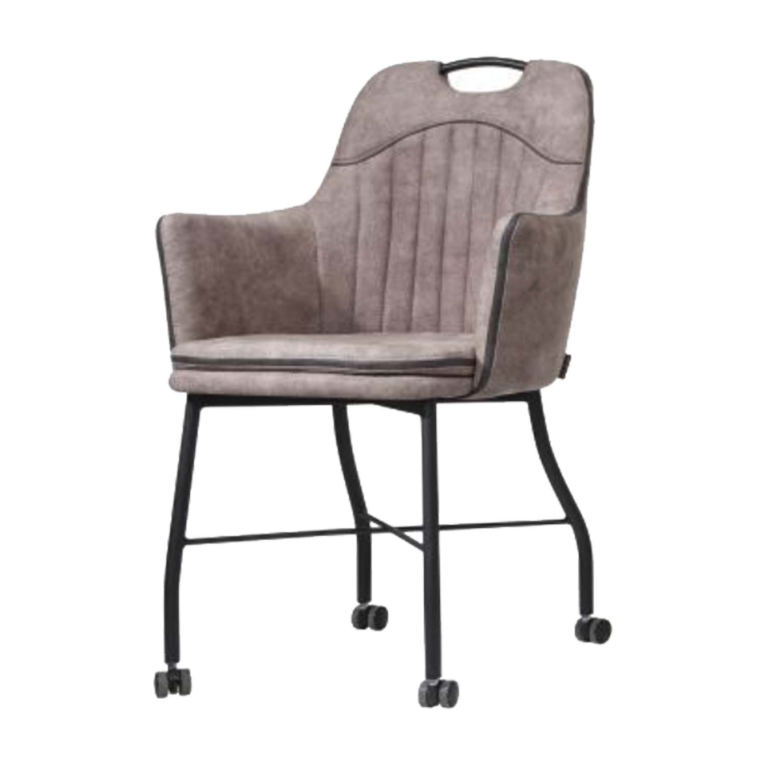 eetkamerstoel met handvat microvezel met wieltjes