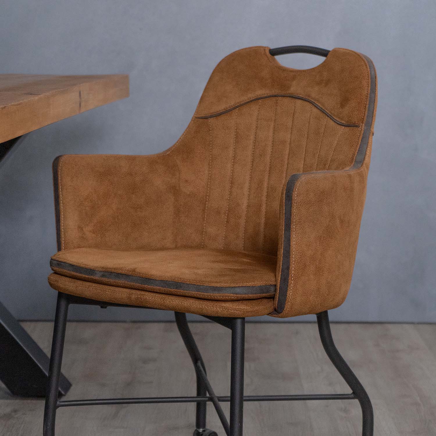 eetkamerstoel met wieltjes floria cognac