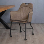 industriele eetkamerstoel met wieltjes