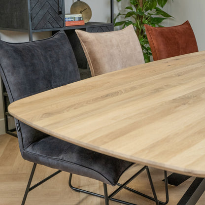eiken eettafel met ivo stoelen velvet eetkamerstoelen