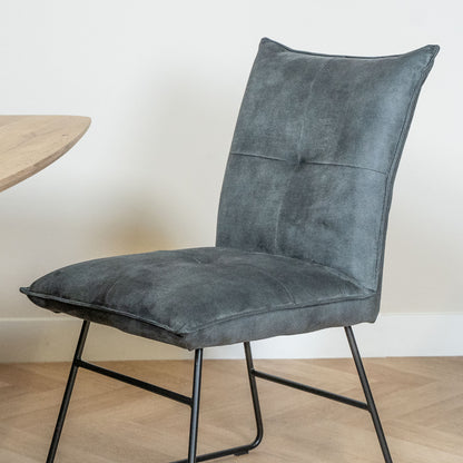 eetkamerstoel grijs zonder arm en met hoge rugleuning