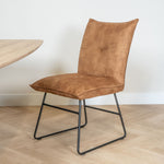 bruine eetkamerstoel industrieel cognac