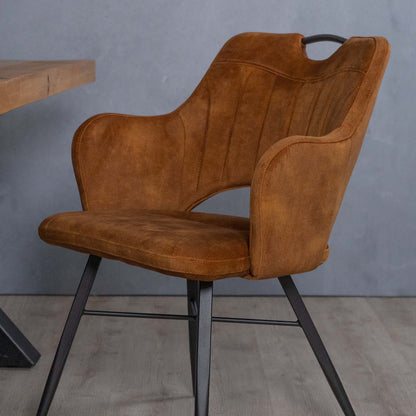 eetkamerstoel velvet met handvat geel of goud