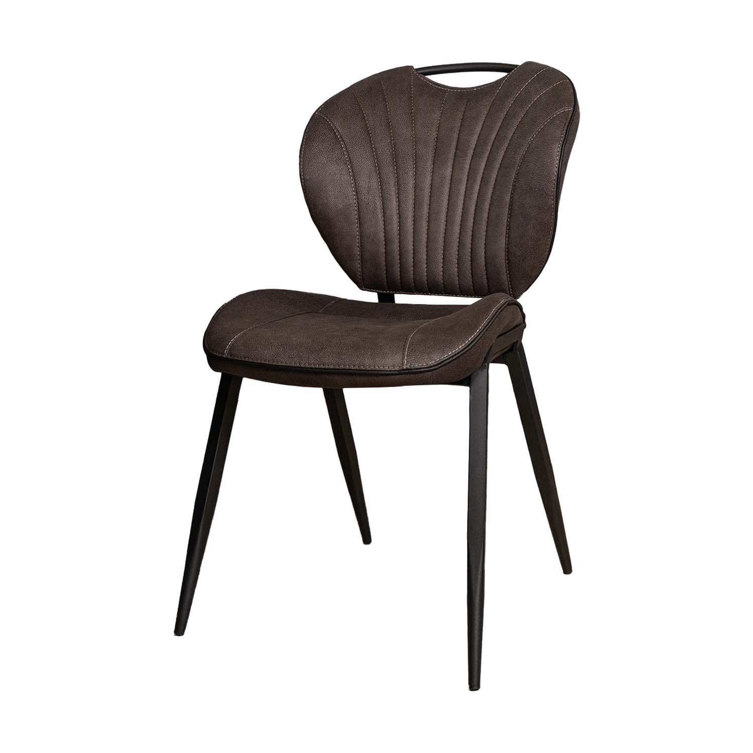 eetkamerstoel grijs industriële uitstraling met handvat