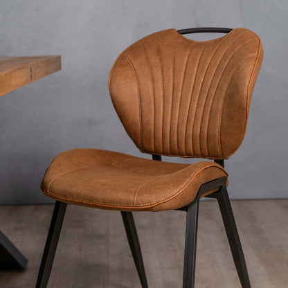 microvezel eetkamerstoel cognac bruin