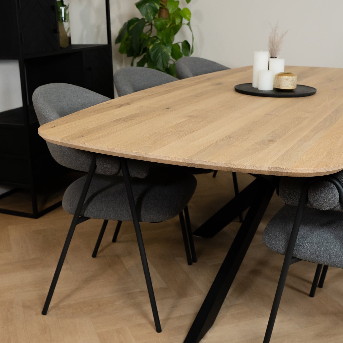 Eetkamerstoel Lowen Grijs Bouclé