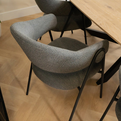 Eetkamerstoel Lowen Grijs Bouclé