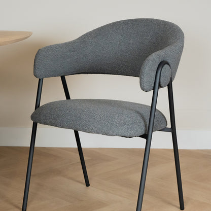 Eetkamerstoel Lowen Grijs Bouclé