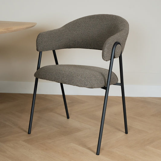 Eetkamerstoel Lowen Bruin Bouclé