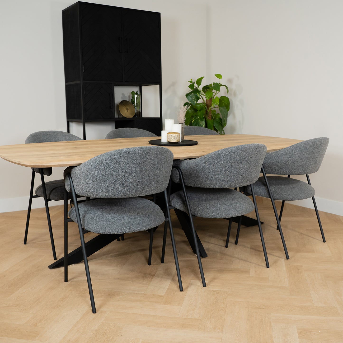 Eetkamerstoel Lowen Grijs Bouclé