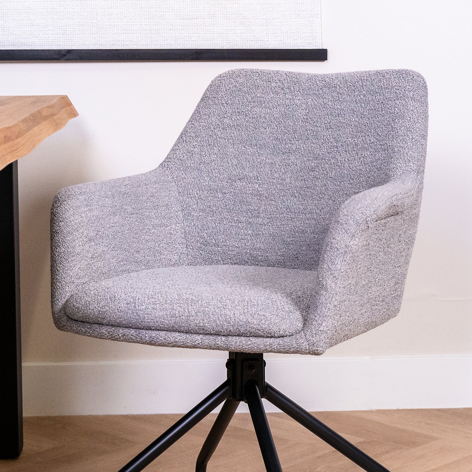 bouclé eetkamerstoel draaibaar frame