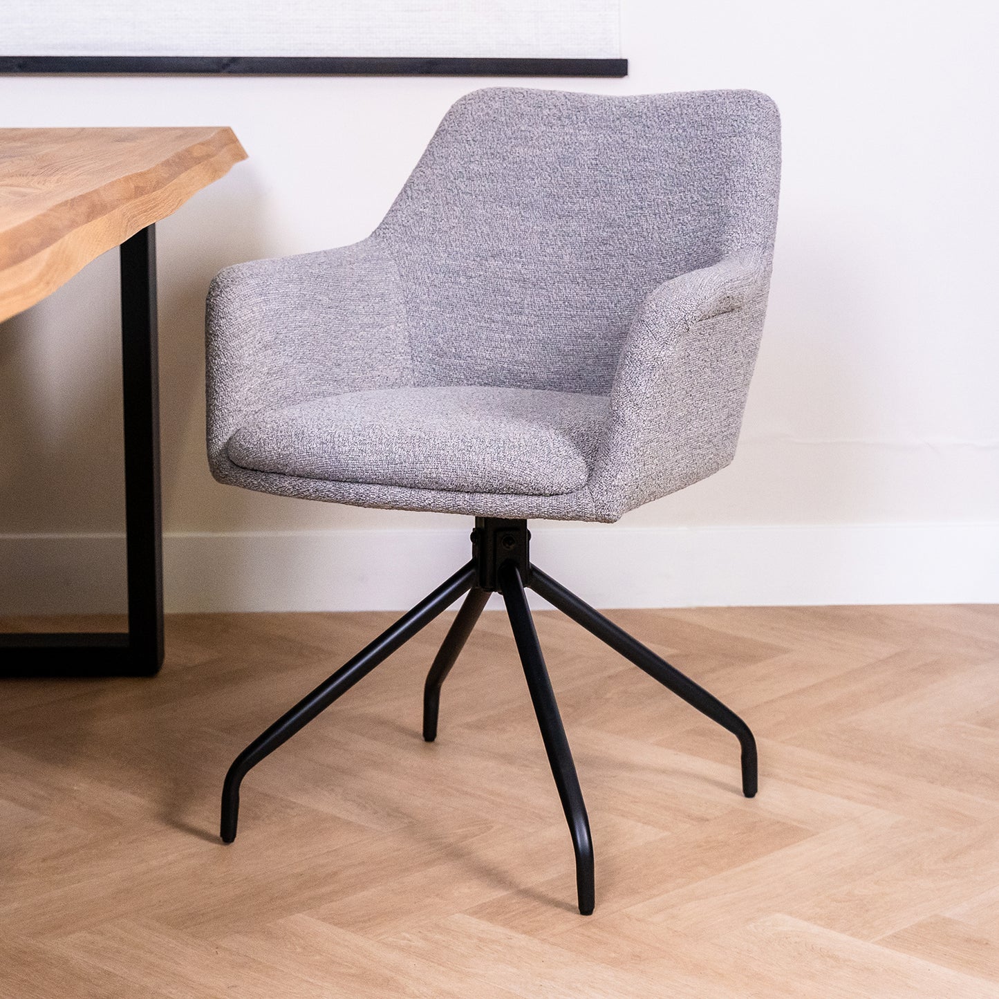 draaibare eetkamerstoel bouclé stof ortana