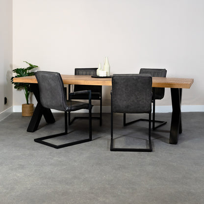 eettafel rechthoek met x poot zeus mangohout