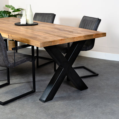 eettafel met x poot mangohout