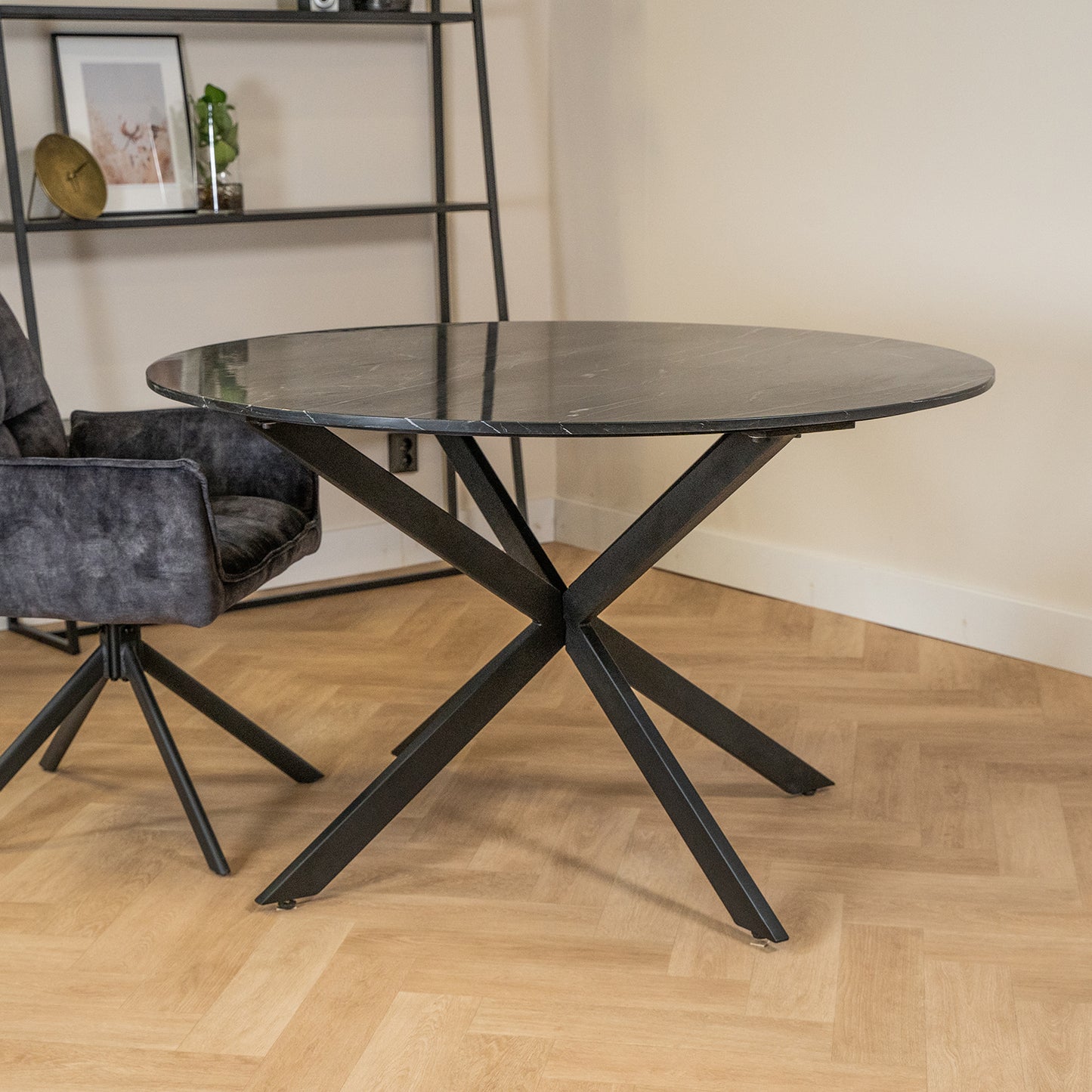 Eettafel Lynn | Rond | Zwart marmer