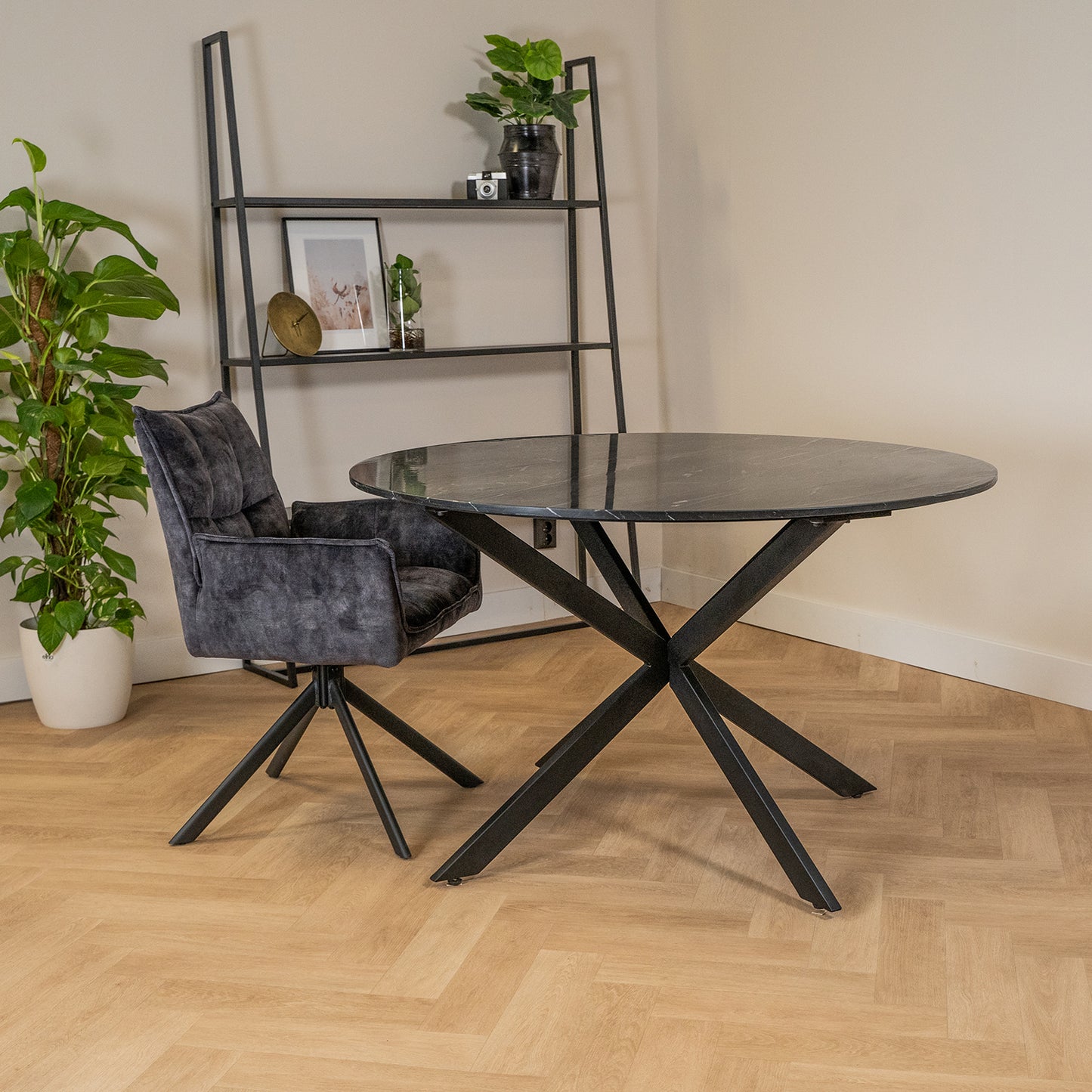 Eettafel Lynn | Rond | Zwart marmer